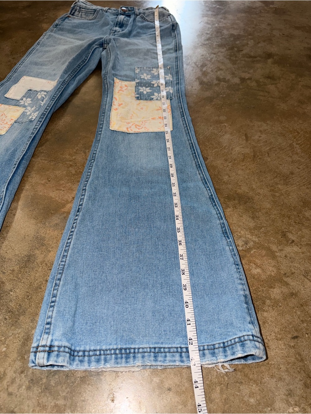 Wrangler x Billabong Floral Patchwork Flare Jeans 25 High Rise Wide Leg Boho - Picture 6 of 13